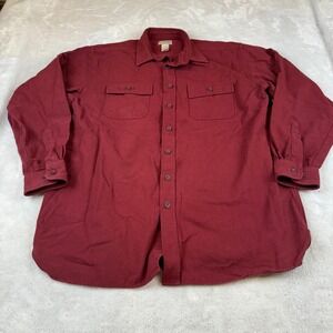 LL Bean Mens XL TALL Red Long‎ Sleeve Flannel Button Up Shirt